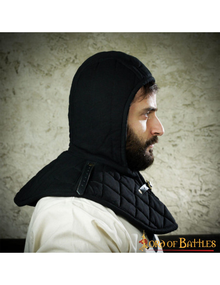 Quilted crepe with medieval gorget