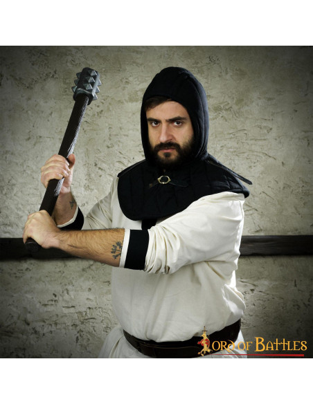 Quilted crepe with medieval gorget