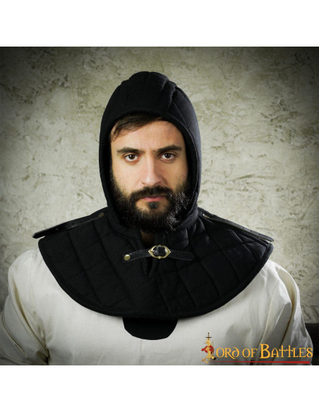 Quilted crepe with medieval gorget