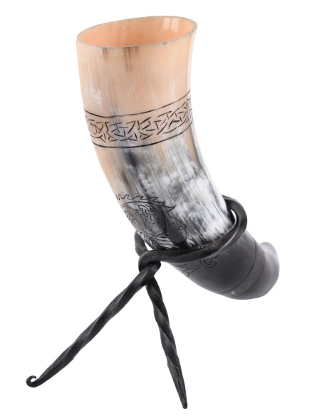 Viking Norse Wolf Fenrir horn with...