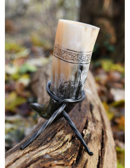 Viking Norse Wolf Fenrir horn with...