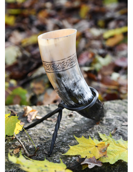 Viking Norse Wolf Fenrir horn with...