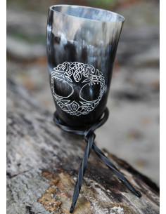 Viking horn, the tree of life Yggdrasil with support... 2