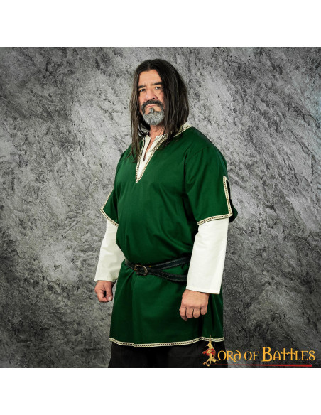 Viking tunic with double sleeves - Green