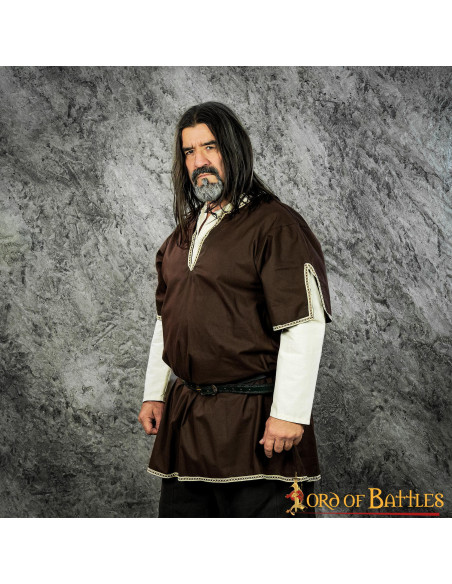 Viking tunic with double sleeves - Brown