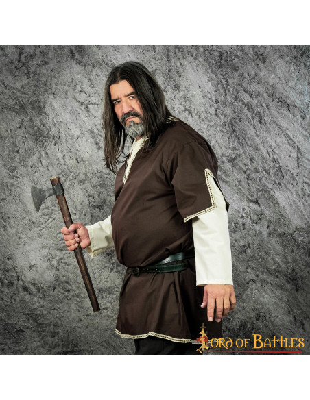 Viking tunic with double sleeves - Brown