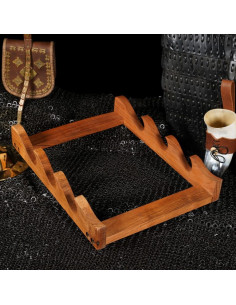Wooden wall bracket to hang 3 swords 2