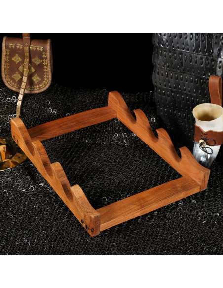 Wooden wall bracket to hang 3 swords