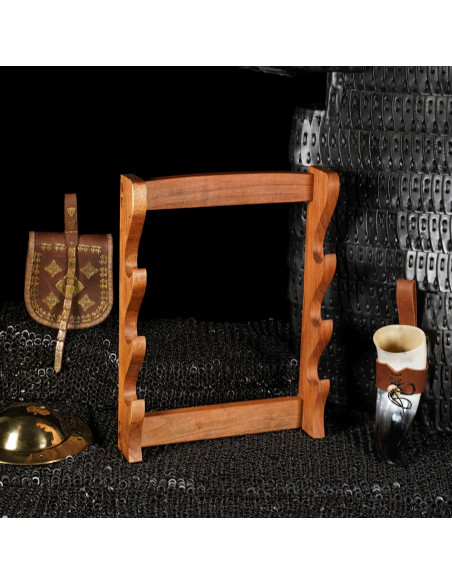 Wooden wall bracket to hang 3 swords