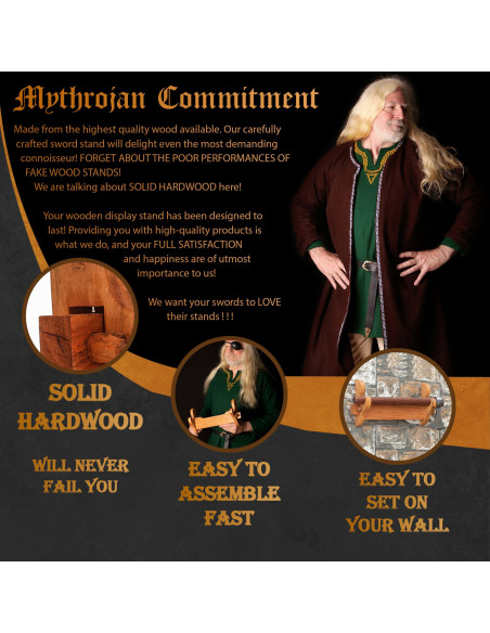 Wooden wall bracket to hang 1 katana