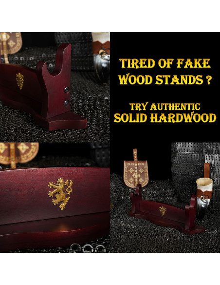 Desktop support in wood to hang 1 sword