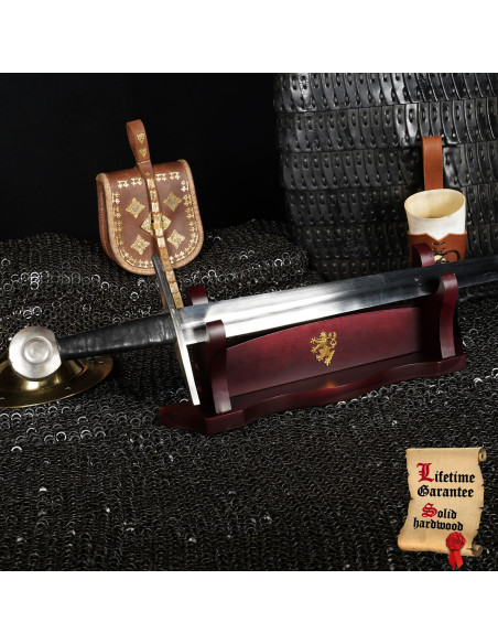 Desktop support in wood to hang 1 sword