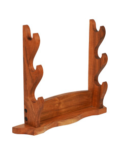 Wooden desktop support to hang 3 katanas