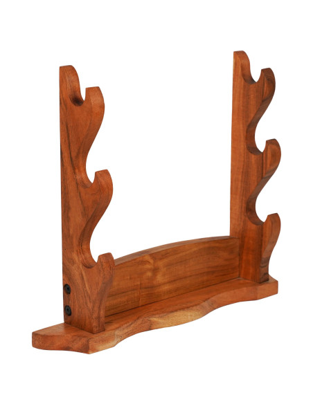 Wooden desktop support to hang 3 katanas