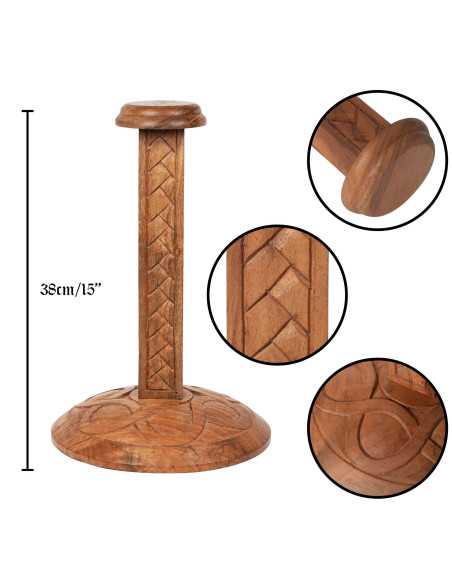 Carved wooden support to hang helmets...