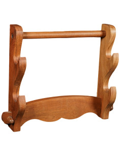 Wooden wall bracket to hang 2 swords (38x30.5 cm.)