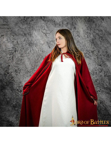 Red winter medieval cape for women,...