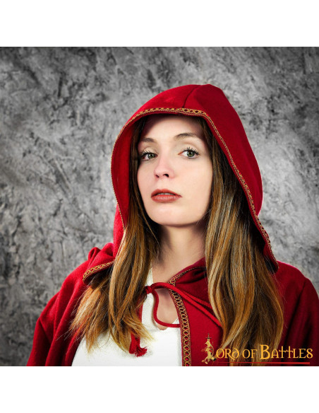 Red winter medieval cape for women,...