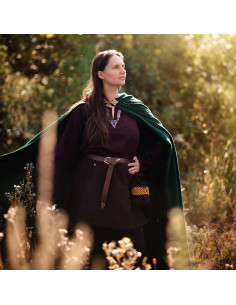 Large Wool Cape with Brass Clasp - Green