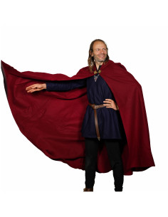 Large Wool Cape with Brass Clasp - Garnet