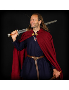 Large Wool Cape with Brass Clasp - Garnet 2