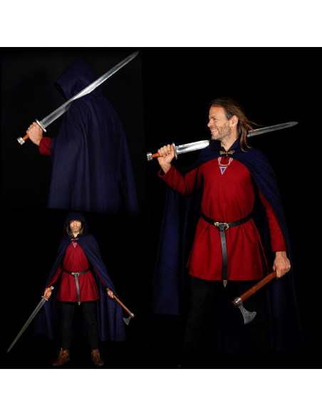 Large Wool Cape with Brass Clasp -...