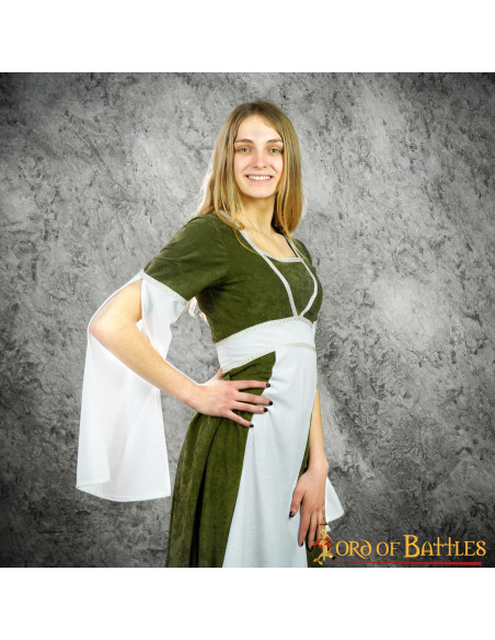 Medieval dress Agnes in suede - Green