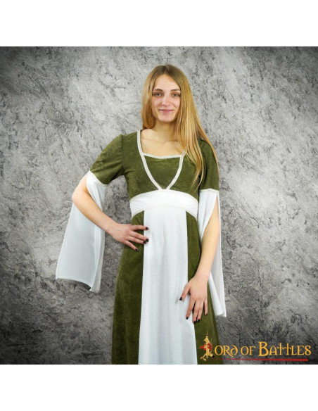 Medieval dress Agnes in suede - Green