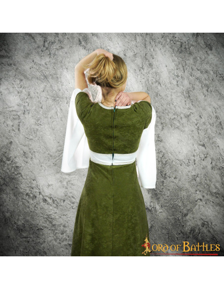 Medieval dress Agnes in suede - Green