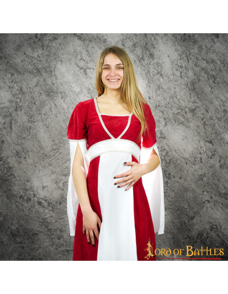 Inés medieval dress in suede - Red