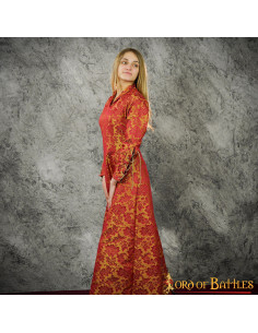 Medieval dress courtesan woman with brocades - Garnet