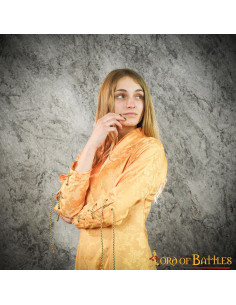 Medieval dress courtesan woman with brocades - Yellow 2