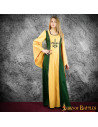 Medieval Courtesan Lisenia Fleur de Lis Dress - Mustard and Green