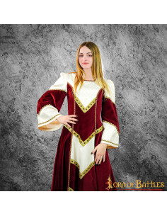 Medieval Noble Catherine Dress with brocades - Garnet and...