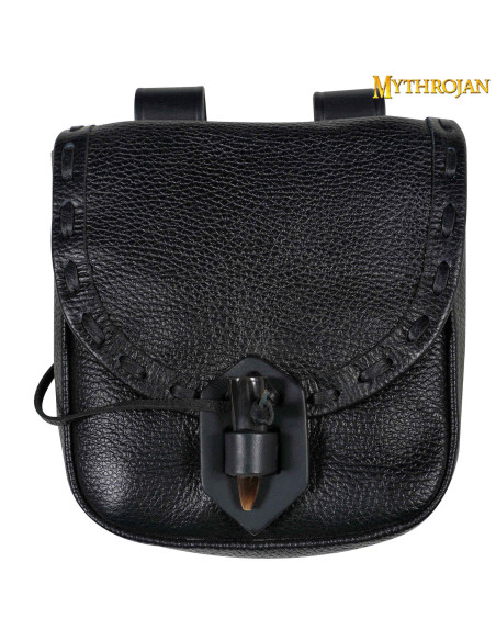 Medieval leather bag with horn...