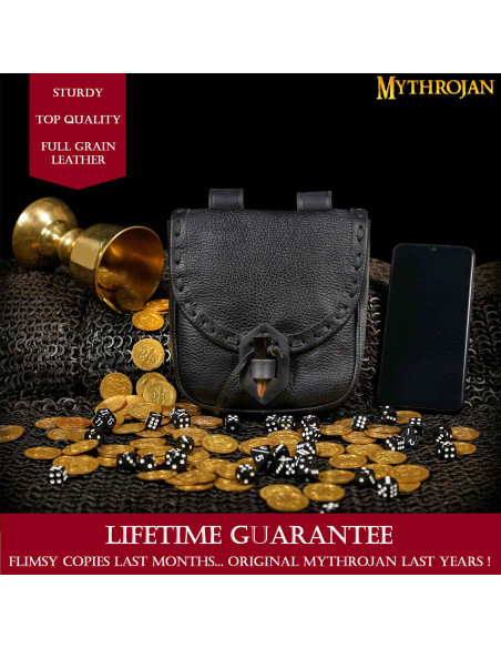 Medieval leather bag with horn...