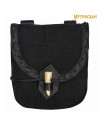 Medieval bag in canvas and leather with horn closure - Black (20.3x17.7 cm.)