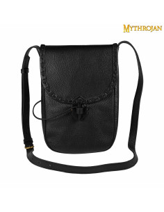Medieval leather bag, shoulder strap type - Black (33x23...