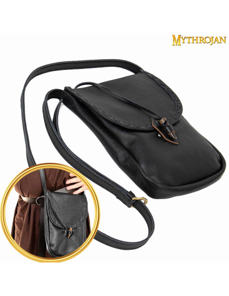Medieval leather bag, shoulder strap...