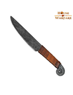 Spiral medieval knife with leather handle (29.8 cm.)