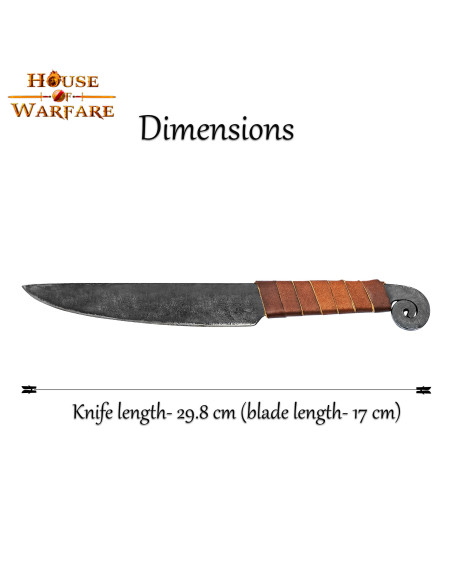 Spiral medieval knife with leather...