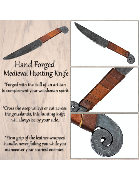 Spiral medieval knife with leather...