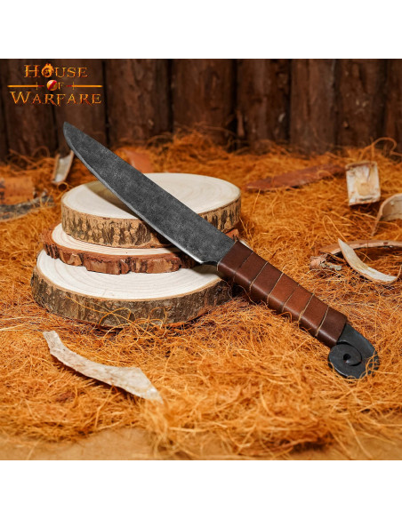 Spiral medieval knife with leather...