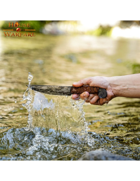 Spiral medieval knife with leather...