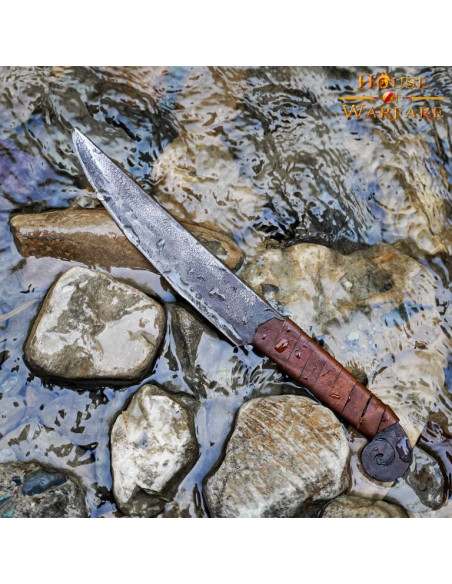 Spiral medieval knife with leather...