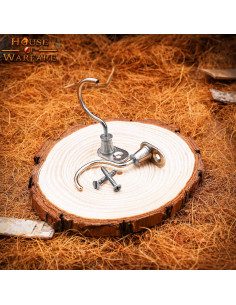 Pair of chromed medieval supports to hang utensils and... 2