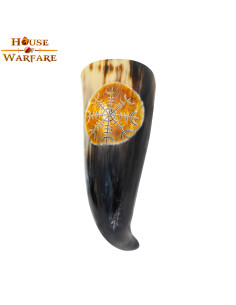Viking drinking horn with vegvísir