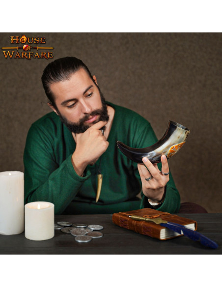 Viking drinking horn with vegvísir