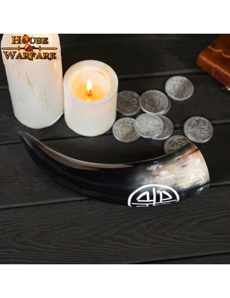 Viking drinking horn with Valknut