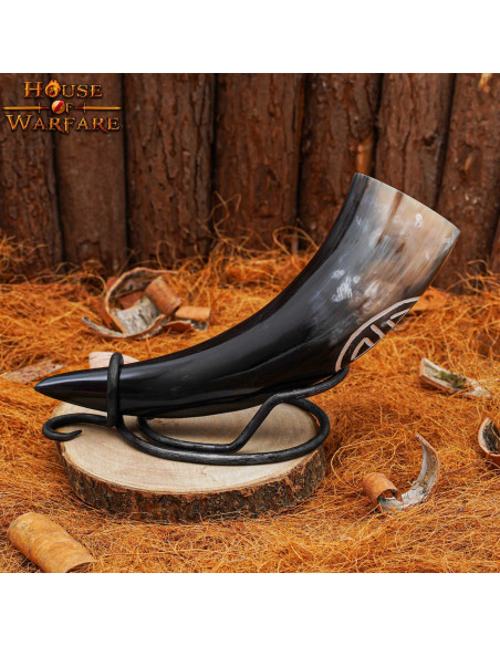 Viking drinking horn with Valknut